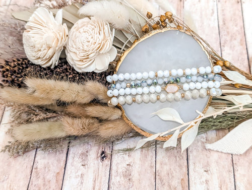 Wunderschönes weißes Armband-Set