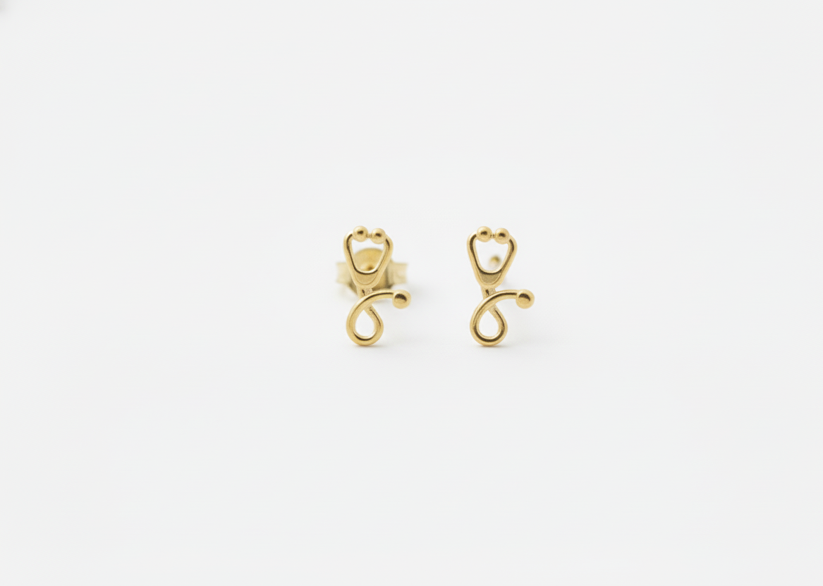 Stethoscope Stud Earrings | Dainty Medical Jewelry | Perfect Gift for Nurses & Paramedics