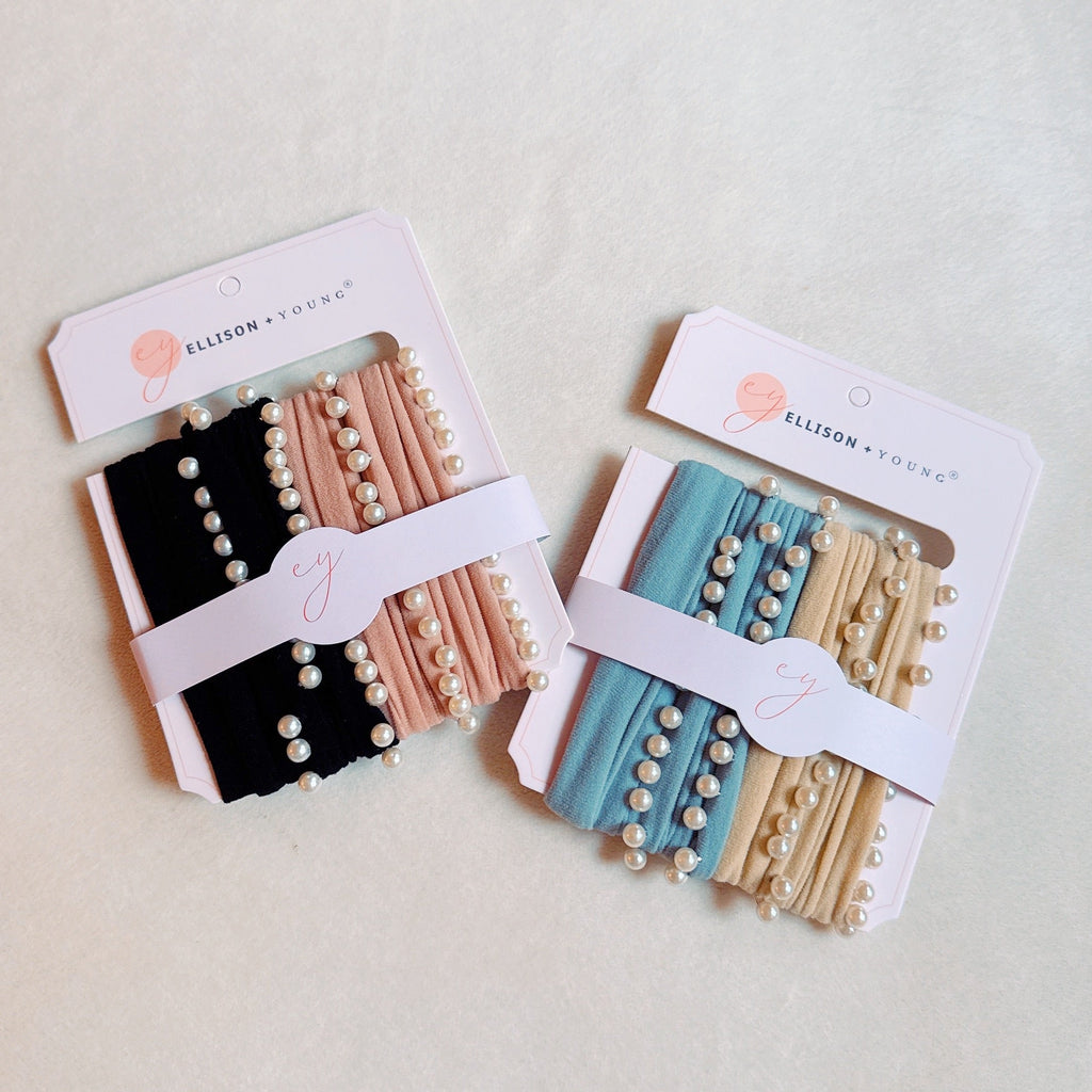 Haargummi-Set mit Perlenverzierung, 4 Stück