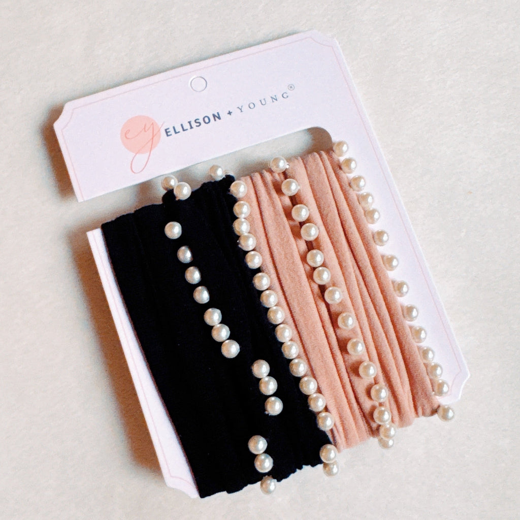 Haargummi-Set mit Perlenverzierung, 4 Stück