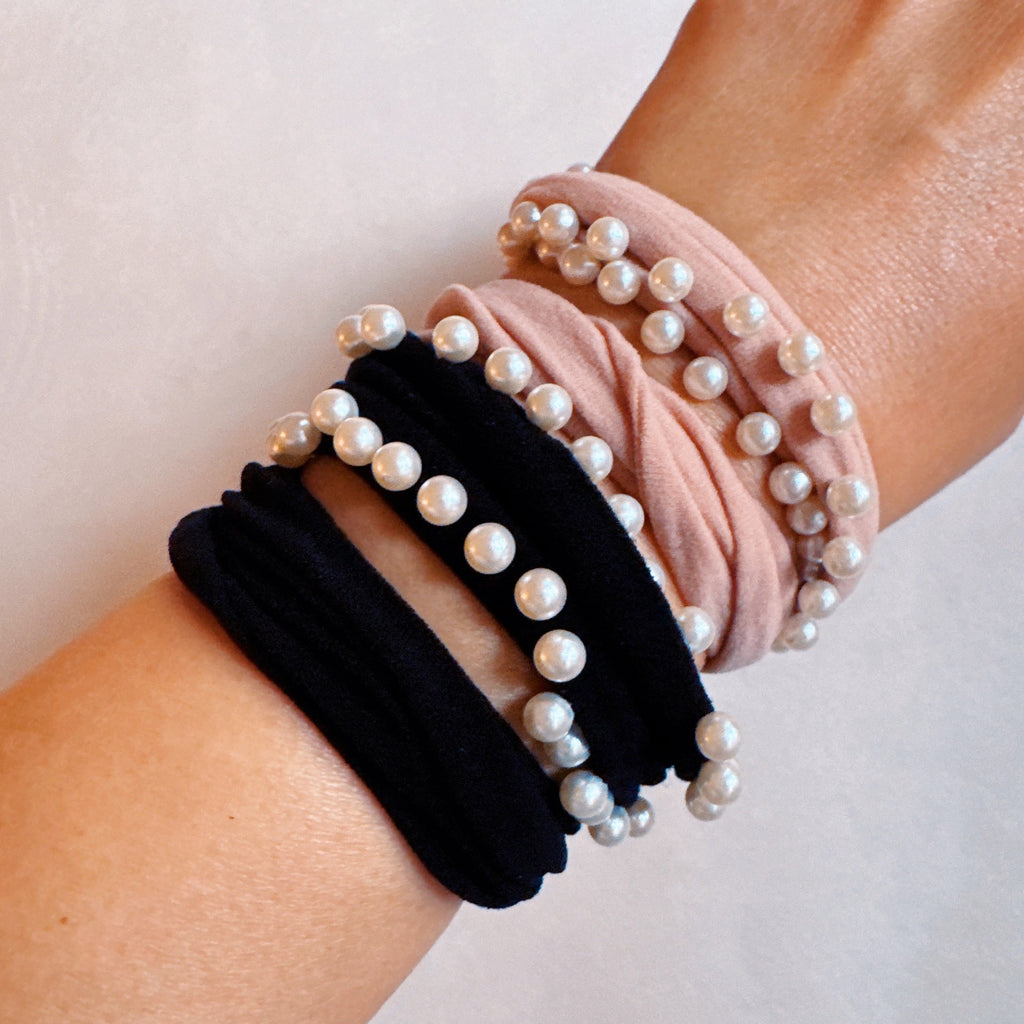 Haargummi-Set mit Perlenverzierung, 4 Stück