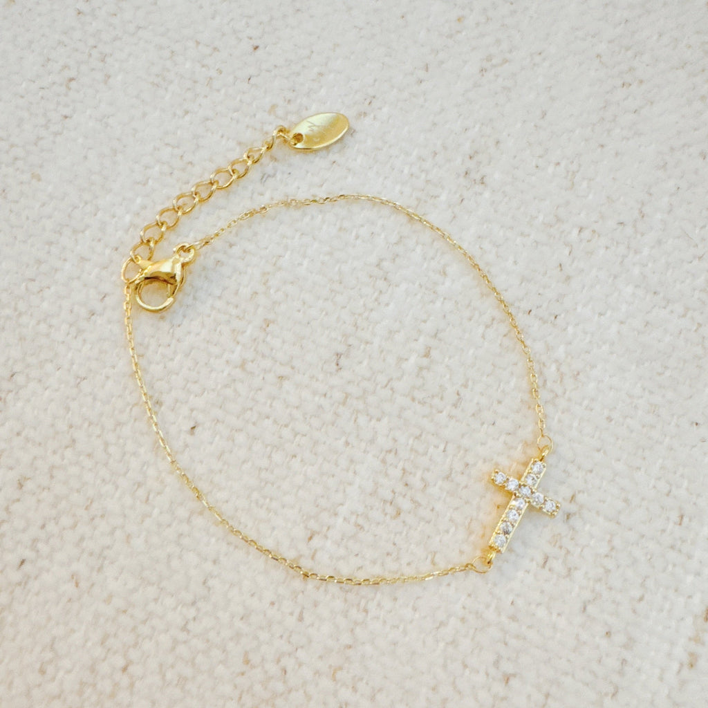 Glänzende Seite Hängendes Kreuz Armband